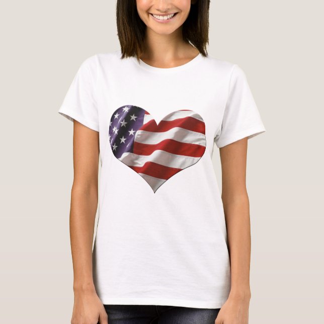 Amercan Heart Flag Love USA T-Shirt (Front)