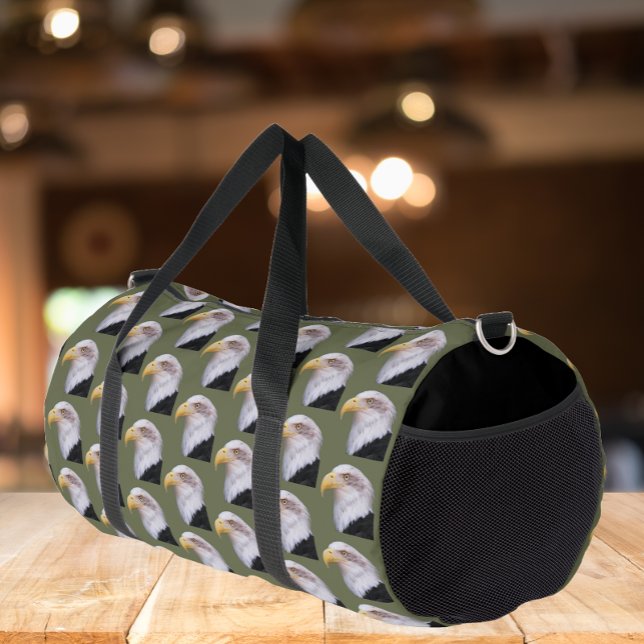 Amercian Bald Eagle Head Pattern Duffle Bag (In Situ)