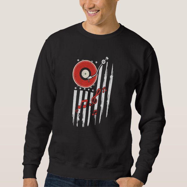 Amercian Flag Vinyl LP Collector USA Vinyl Records Sweatshirt (Front)
