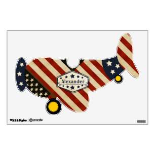 Amercian Personalized Plane Baby Boy or Toddler Wall Decal
