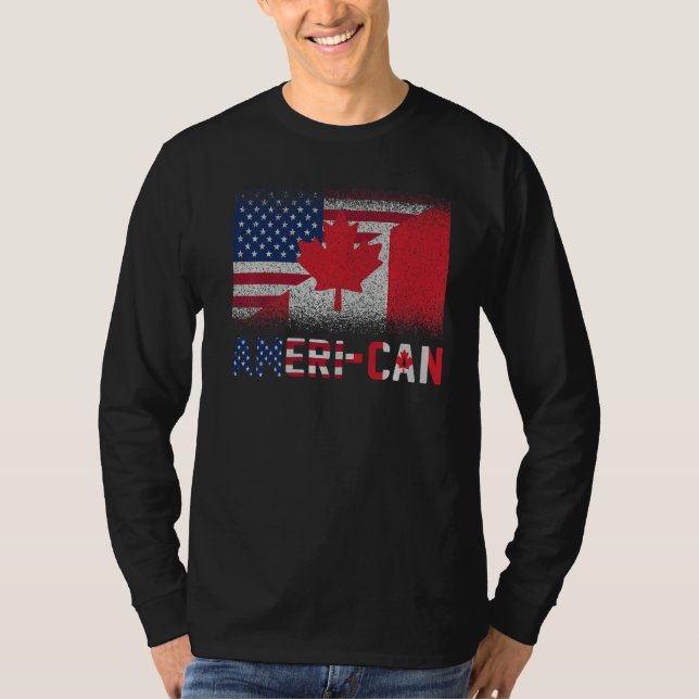 Ameri Can Us Eh America Canada Flag American Canad T-Shirt (Front)