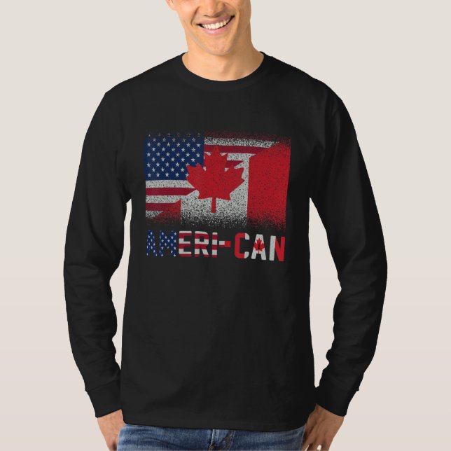Ameri Can Us Eh America Canada Flag American Canad T-Shirt (Front)