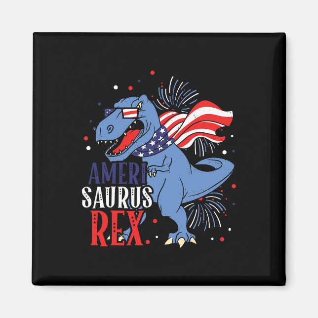 Ameri Saurus Rex 4th Of July Dinosaur Independence Magnet (Front)