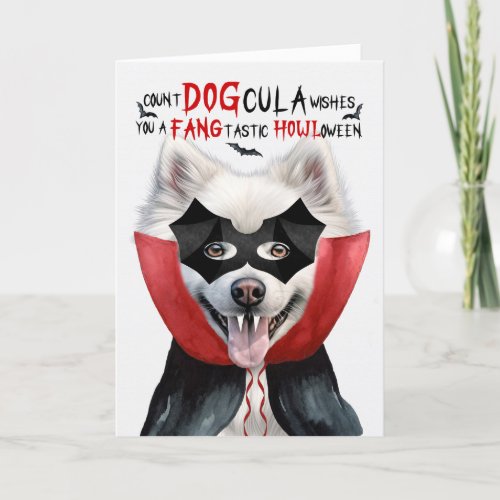 Amerian Eskimo Dog Funny Count DOGcula Halloween Holiday Card