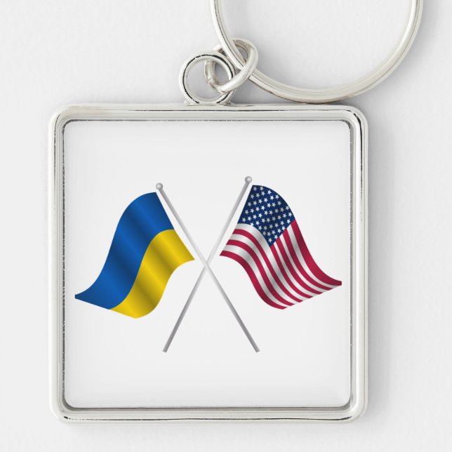 amerian flag and Ukrainian  Keychain (Front)