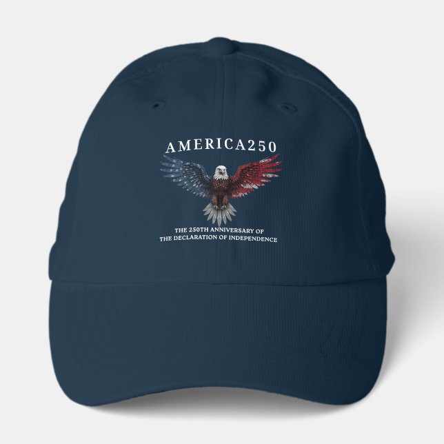 America250 Independence Day July 4th White Text Performance Cap (Front)