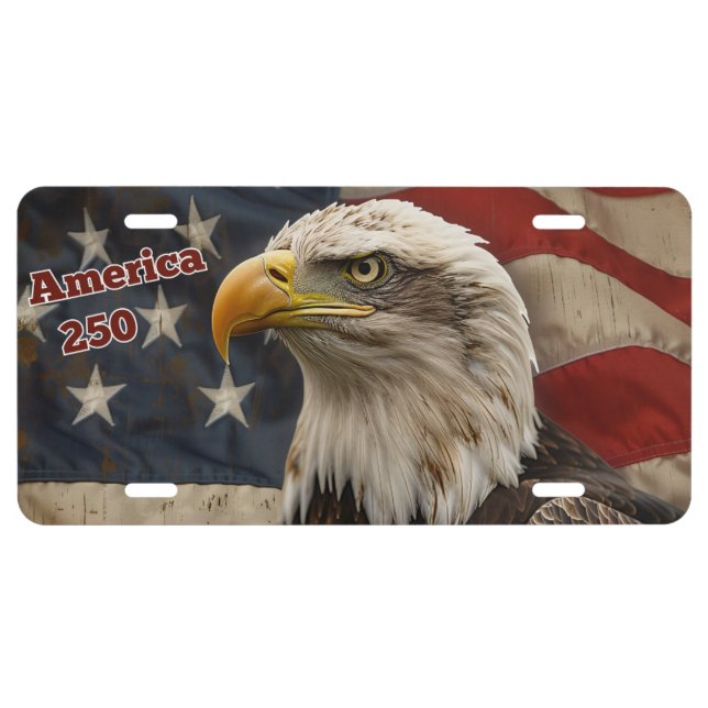 America250 License Plate, Eagle USA Flag Plate (Front)