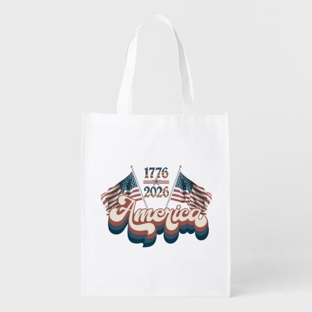 America 1776–2026, Patriotic, USA 250 Years Grocery Bag (Front)