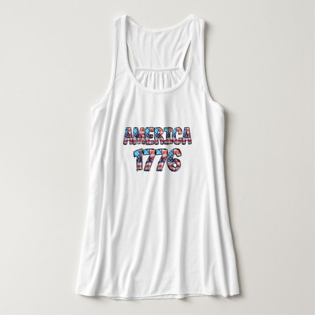 America 1776 Flag and Fireworks Women's Tank Top (Design Front)