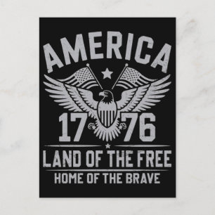 America 1776 land of the free home of the brave ea holiday postcard