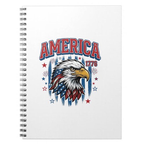 America 1776 Vintage Eagle Patriotic Shirt Design_ Notebook