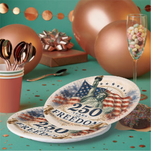 America 250 –250 Years of Freedom Independence Day Paper Plates