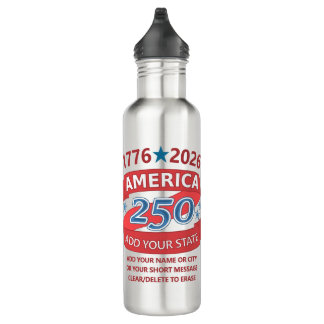 America 250 Add State 1776 2026 Cool Personalized Stainless Steel Water Bottle