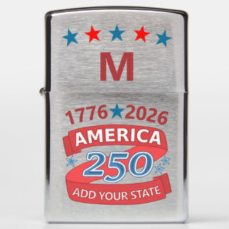 America 250 Add State 1776 2026 Patriotic Monogram Zippo Lighter