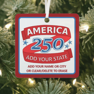 America 250 Add State Anniversary Double Sided Metal Ornament