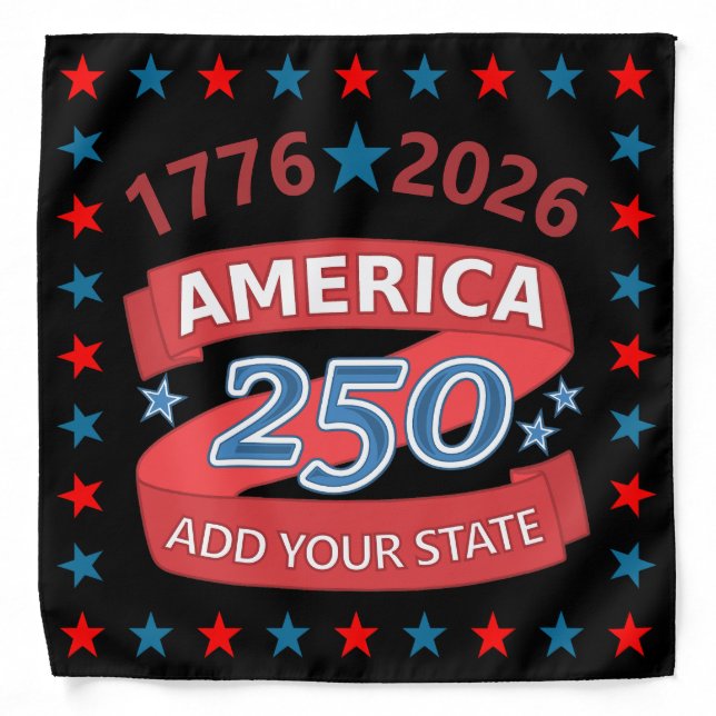 America 250 Add State Cool 1776 2026 Anniversary Bandana (Front)