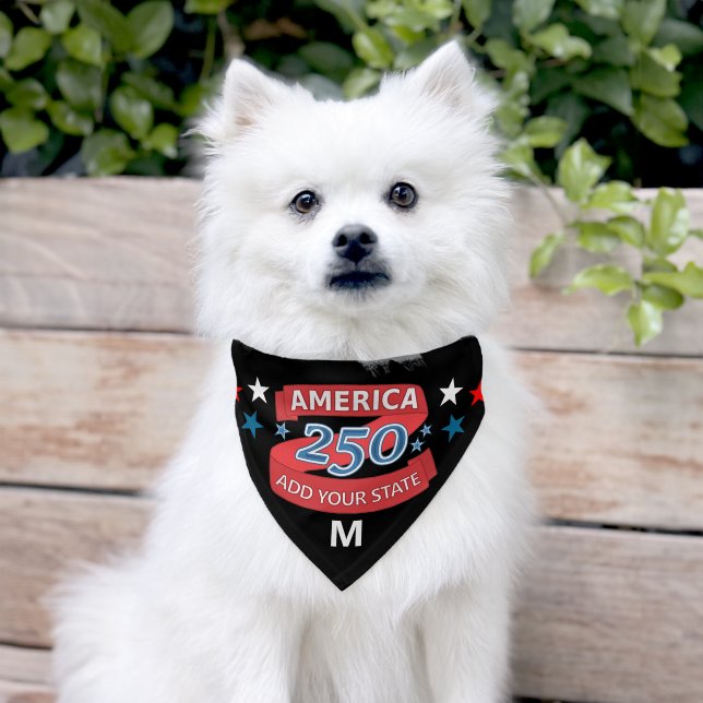 America 250 Add State Fun Patriotic Monogrammed Pet Bandana Collar (Dog)