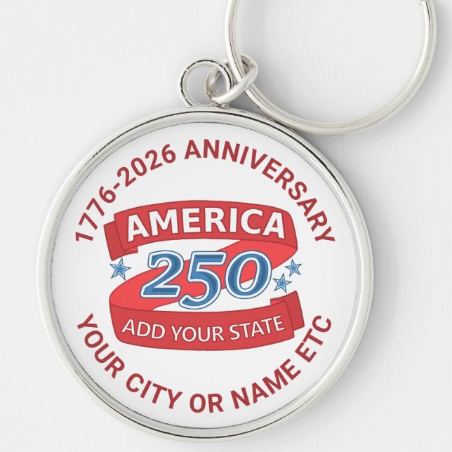 America 250 Add State USA Anniversary Keepsake Keychain (Front)