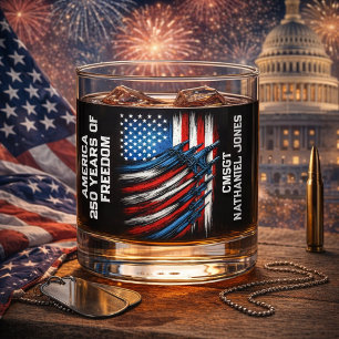 America 250 Air Force Tribute Customizable Rank Whiskey Glass