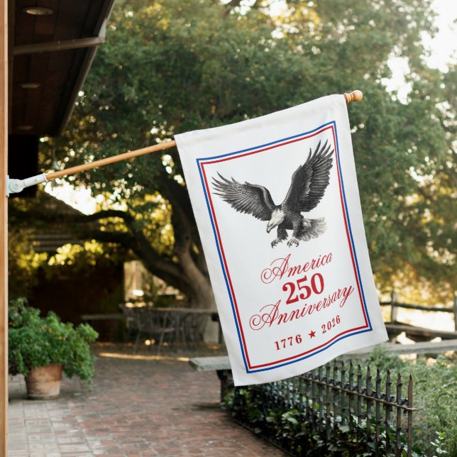 America 250 Anniversary Bald Eagle House Flag (In SItu)