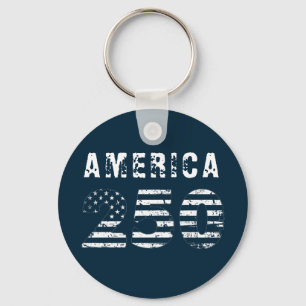 America 250 Anniversary Grunge Text Blue Keychain
