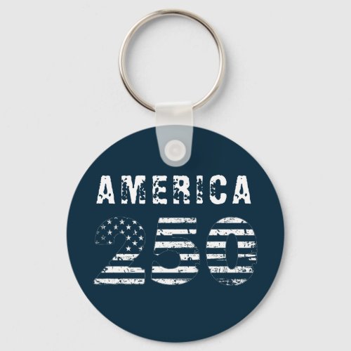 America 250 Anniversary Grunge Text Blue Keychain