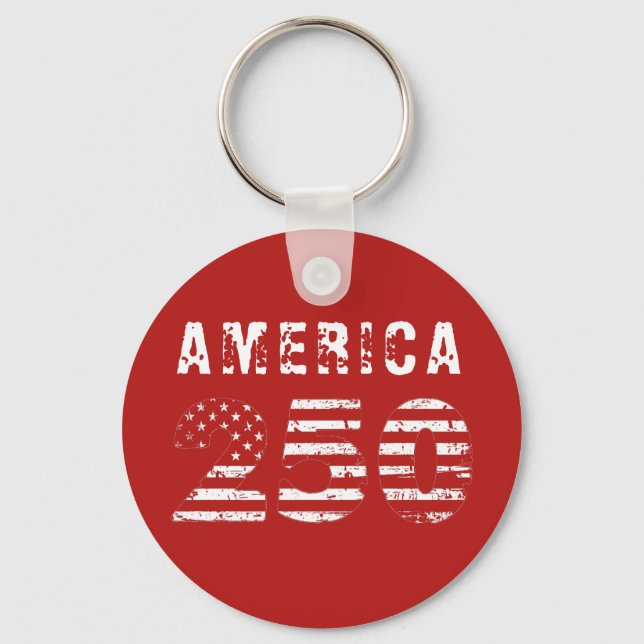 America 250 Anniversary Grunge Text Red Keychain (Front)