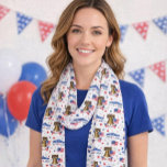 America 250 Anniversary Patriotic Chiffon   Scarf<br><div class="desc">This commemorative chiffon scarf, designed for the America 250th Anniversary, offers a patriotic accent to any ensemble. Suitable for both professional and casual settings, its versatility makes it ideal for a variety of occasions. Featuring a bold red, white, and blue design incorporating iconic symbols like the Liberty Bell and American...</div>