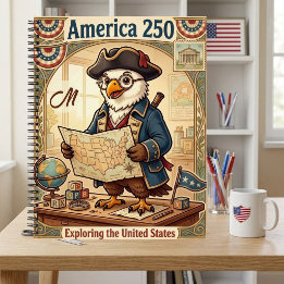 America 250 Anniversary Patriotic Monogram Antique Notebook