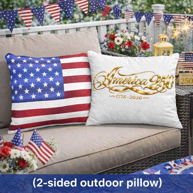 America 250 Anniversary Patriotic Outdoor  Pillow (Decorate outdoor space with America's 250 Anniversary 2-sided accent pillow. )