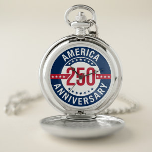 America 250 Anniversary Red, White & Blue  Pocket Watch
