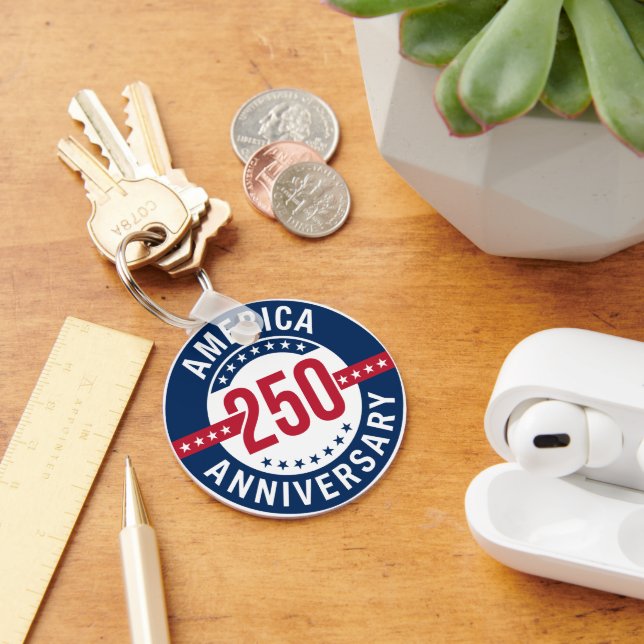 America 250 Anniversary Red, White & Blue Pride Keychain (Desk)