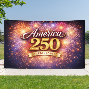 America 250 Banner with Fireworks
