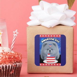 AMERICA 250  - BLUE Chow Square Sticker