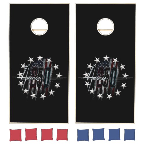 AMERICA 250 CLASSIC RETRO CHROME AMERICAN FLAG CORNHOLE SET