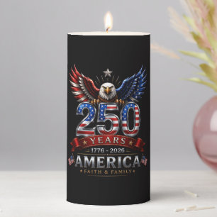 America 250 Faith Family Patriotic Eagle Pillar Candle