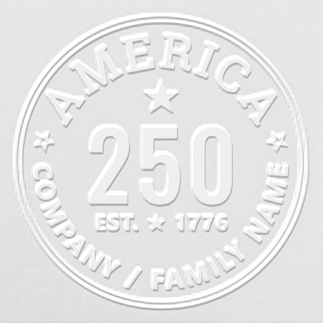 America 250 Family Organization Business Round Embosser (Design)