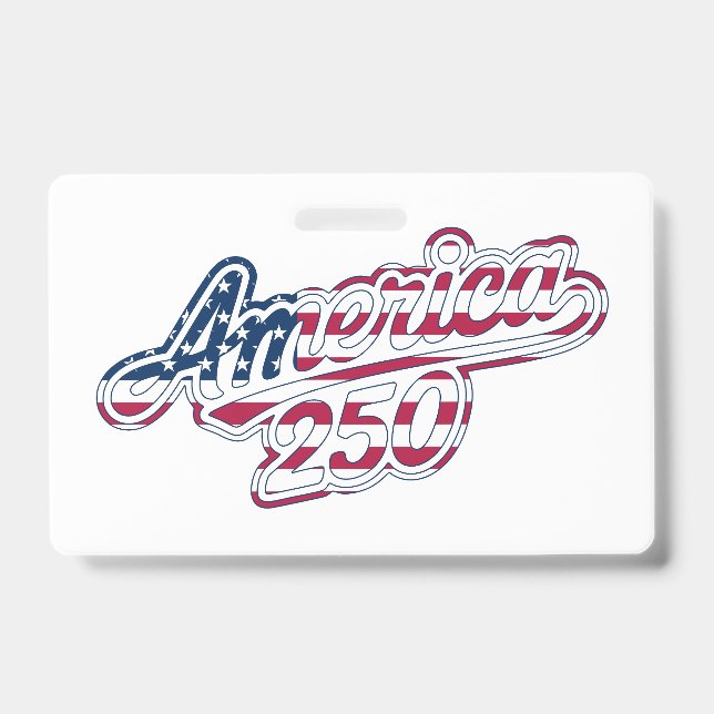 America 250 Flag Script Semiquincentennial Design Badge (Front)