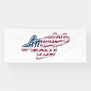 America 250 Flag Script Semiquincentennial Design Banner