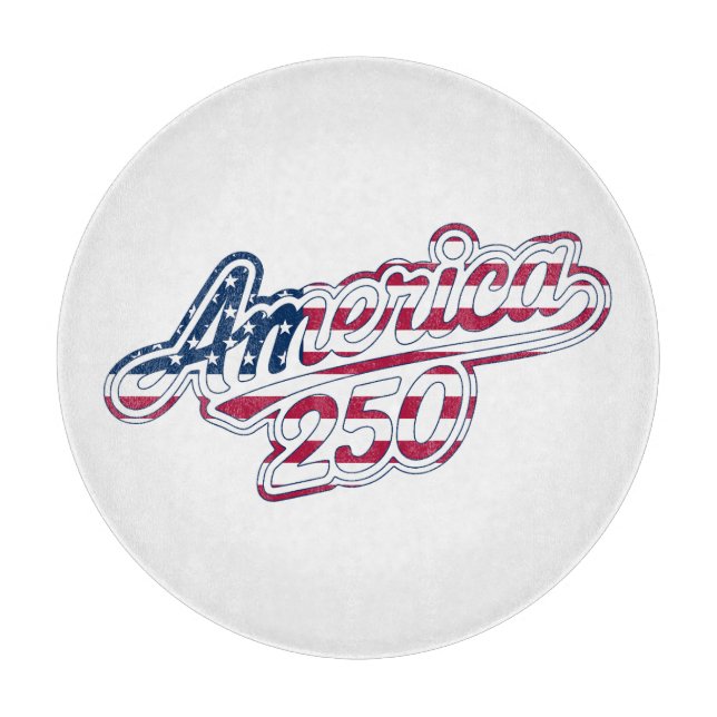 America 250 Flag Script Semiquincentennial Design Cutting Board (Front)