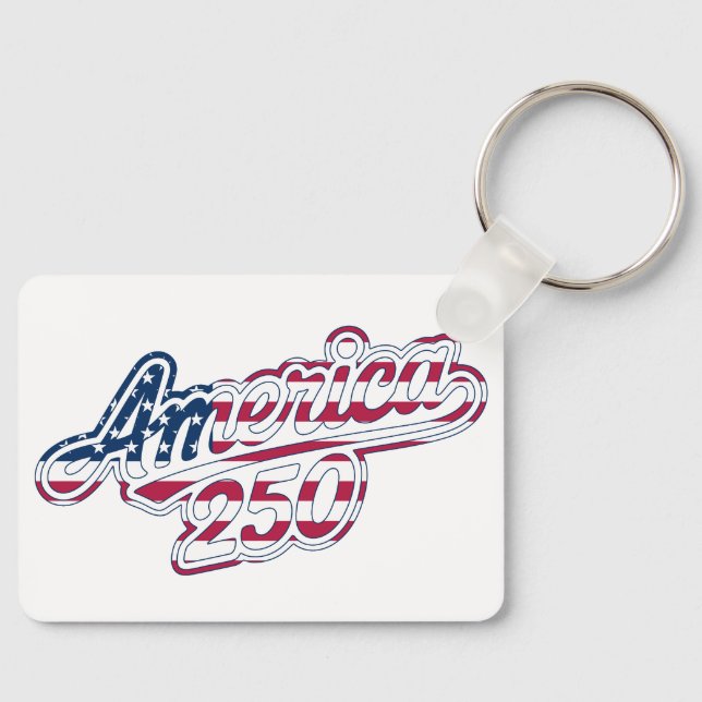 America 250 Flag Script Semiquincentennial Design Keychain (Front)