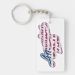 America 250 Flag Script Semiquincentennial Design Keychain
