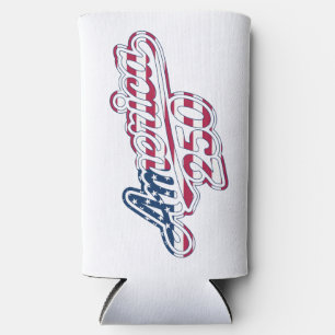 America 250 Flag Script Semiquincentennial Design Seltzer Can Cooler