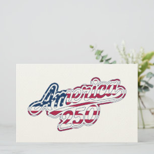 America 250 Flag Script Semiquincentennial Design Stationery