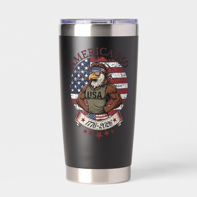 America 250 Fun Patriotic Eagle 4th of July Art Insulated Tumbler (Front)