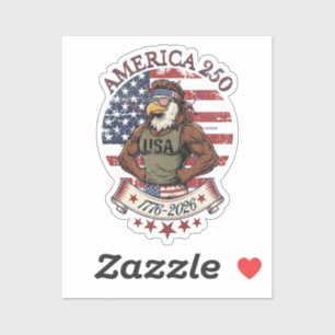 America 250 Fun Patriotic Eagle 4th of July Art Sticker