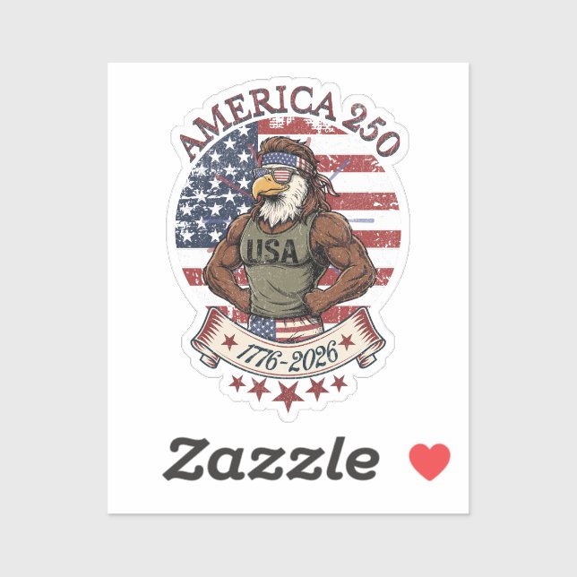America 250 Fun Patriotic Eagle 4th of July Art Sticker (Sheet)