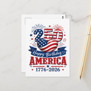 America 250 Happy Birthday Patriotic Celebration Postcard
