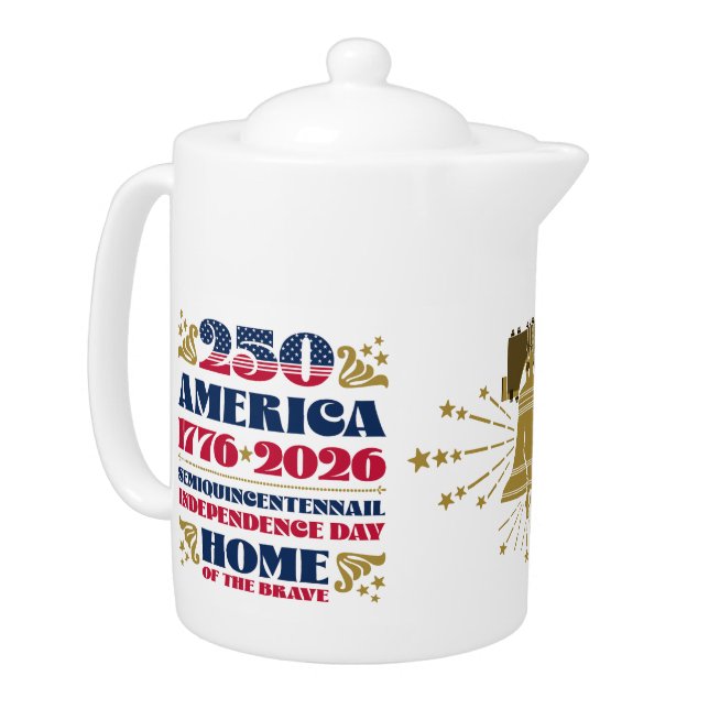 America 250 Independence Day Patriotic Teapot (Left)