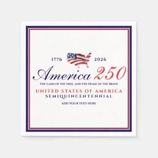 America 250 Land of Free Home Brave Blue Patriotic Napkins